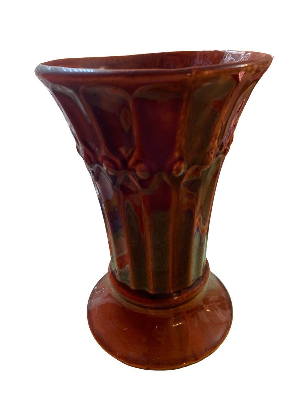 Vintage McCoy Tiara USA Pottery Brown Glaze Vase‎ 9”